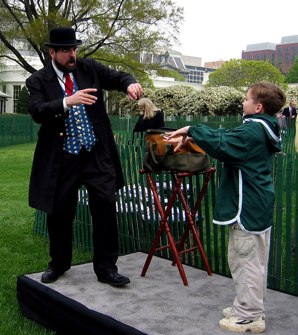Boy Helps Magician Entertain at White House Easter Egg Roll