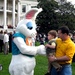 Toddler Hesitates to Hug Towering Easter Bunny at White House Egg Roll
