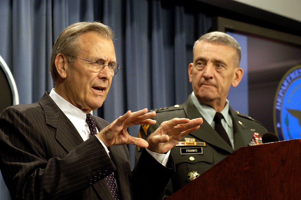 Rumsfeld, Franks Brief Reporters on Iraq Progress