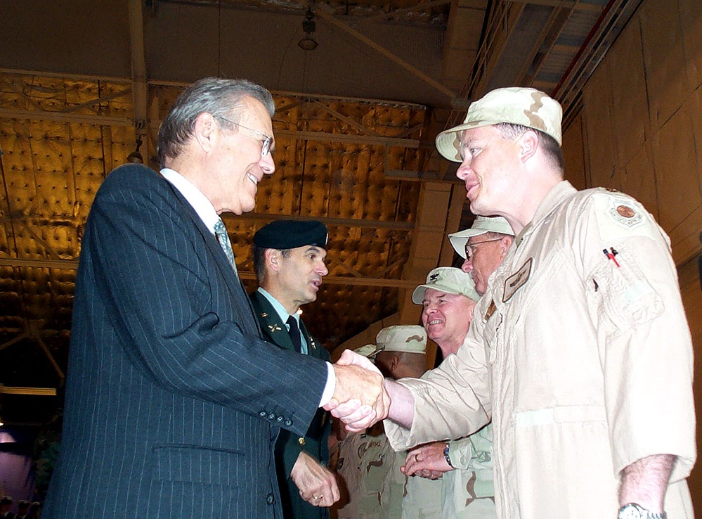 Rumsfeld Honors Air National Guard Pilot at Joint Service Open House