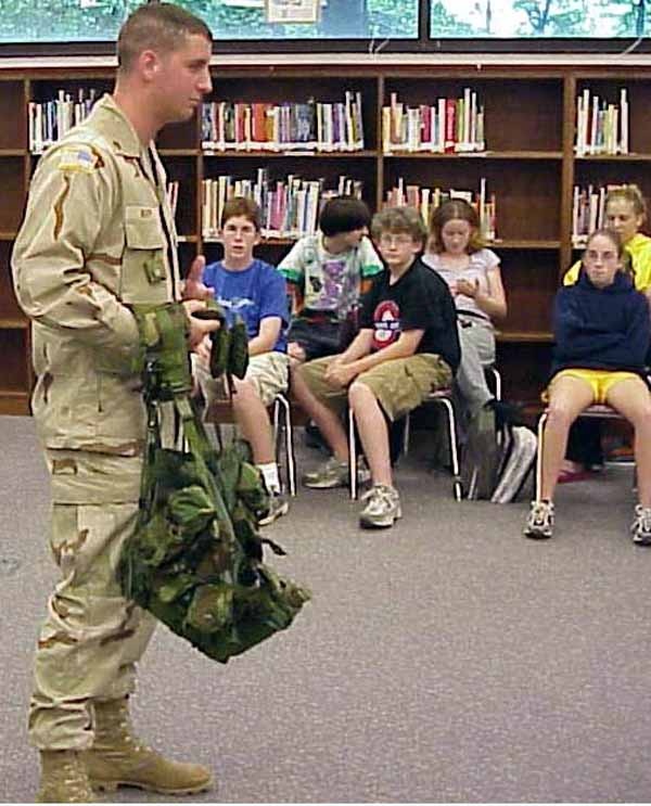 Army Engineer Teaches Students About Protective Gear After Afghanistan Deployment