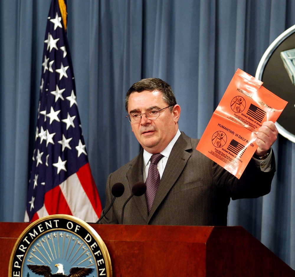 Pentagon Unveils New Vinyl Wrapper for Humanitarian Rations Ahead of Potential Iraq Conflict
