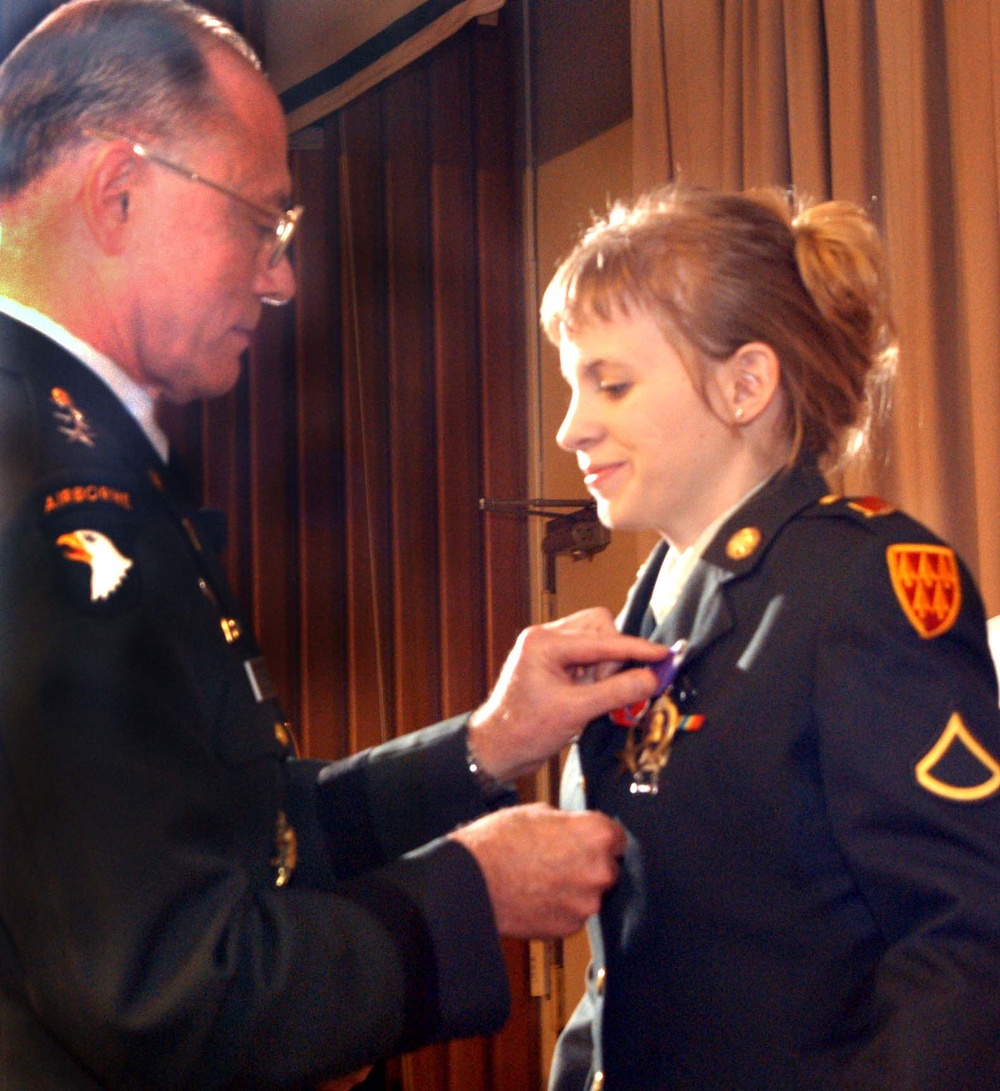 Pfc. Jessica Lynch Awarded Purple Heart, Bronze Star and POW Medal