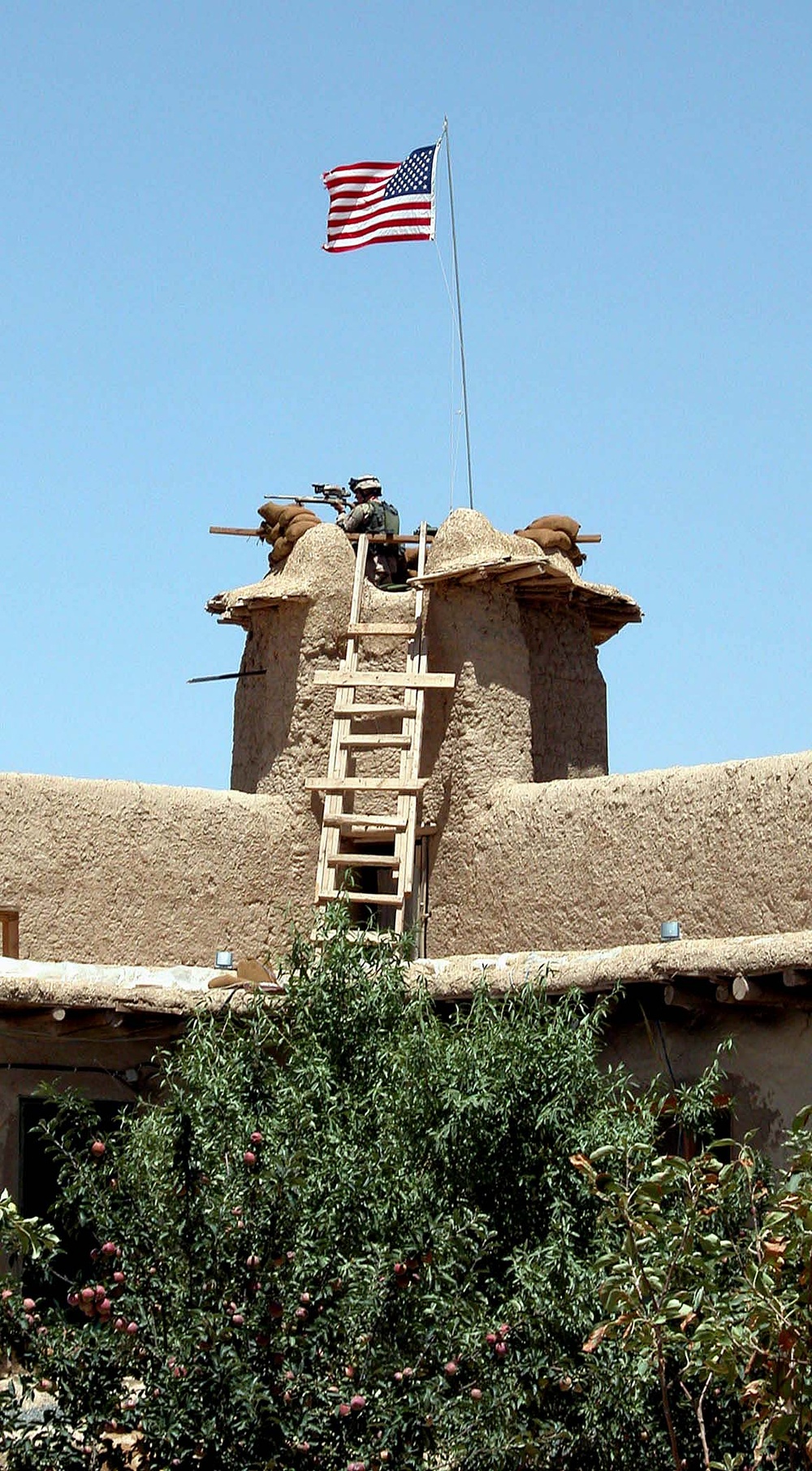 10th Mountain Division Soldier Mans Tower at Gardez Compound in Afghanistan