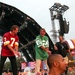 Legendary NFL Quarterbacks Theismann and Namath Clown Around at NFL Kickoff 2003 Celebration
