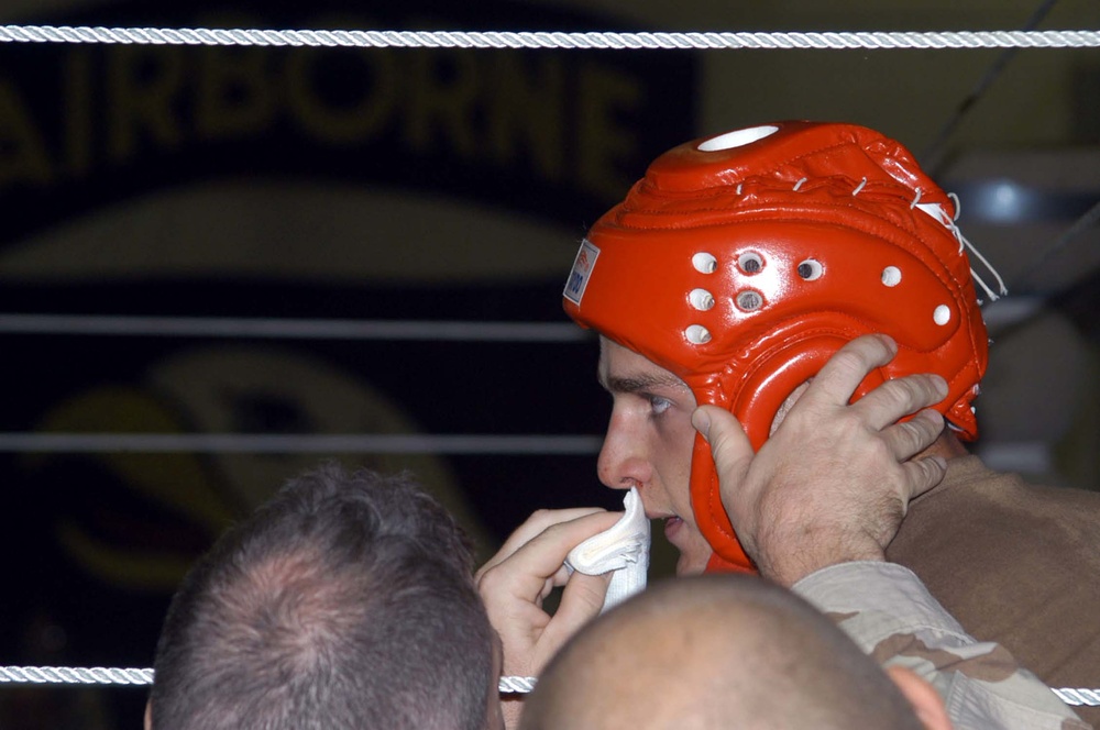 Soldiers Box in Mosul Boxing Smoker Event