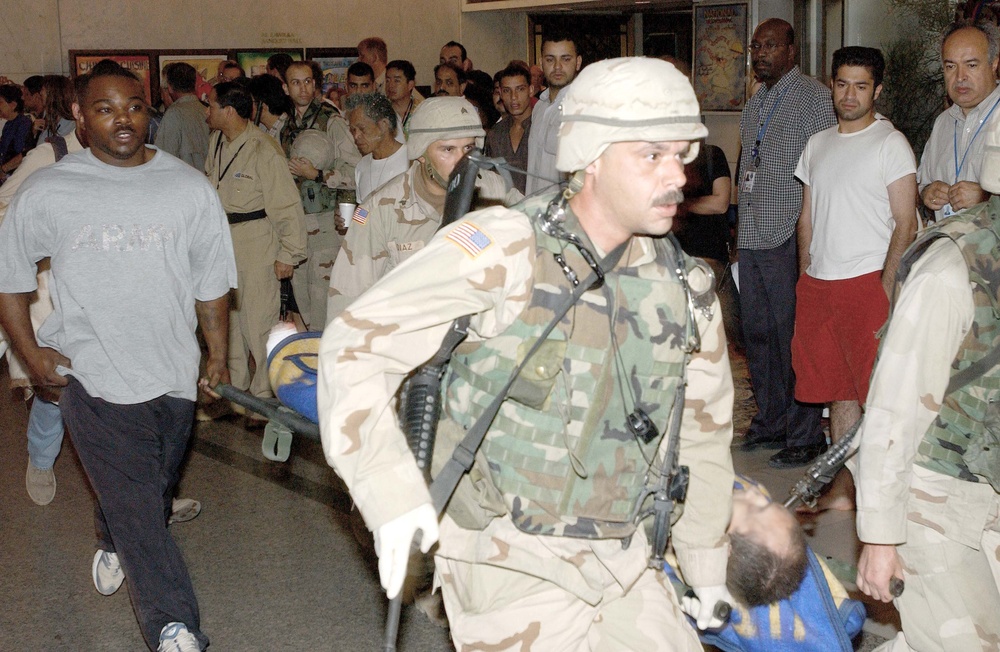 U.S. Troops Respond to Rocket Attack at Al Rasheed Hotel in Baghdad