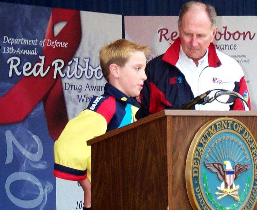 Young Motocross Rider Promotes Anti-Drug Message at Pentagon Ceremony