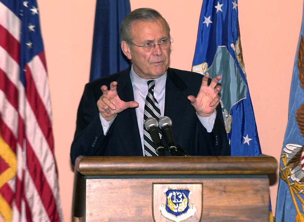 Rumsfeld Visits Troops at Andersen Air Force Base in Guam