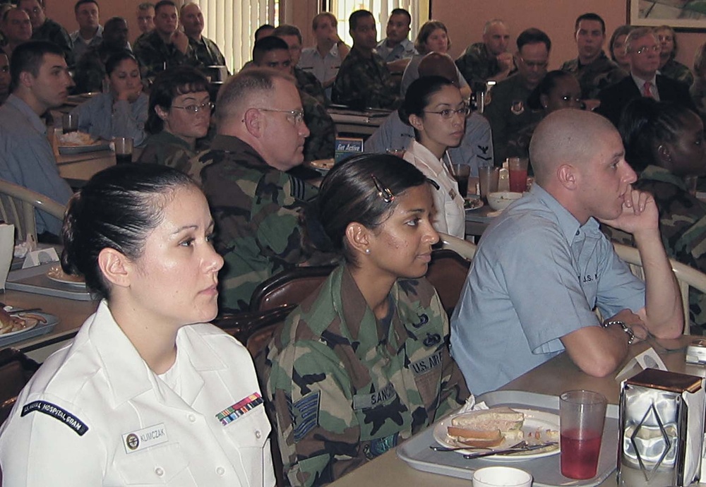 Rumsfeld Addresses Troops at Andersen Air Force Base in Guam