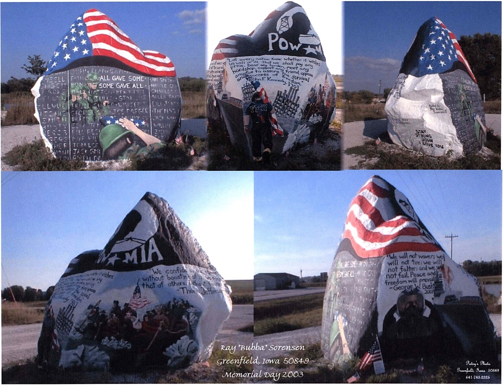 Iowa Artist Paints Patriotic Scenes on Boulder for Memorial Day