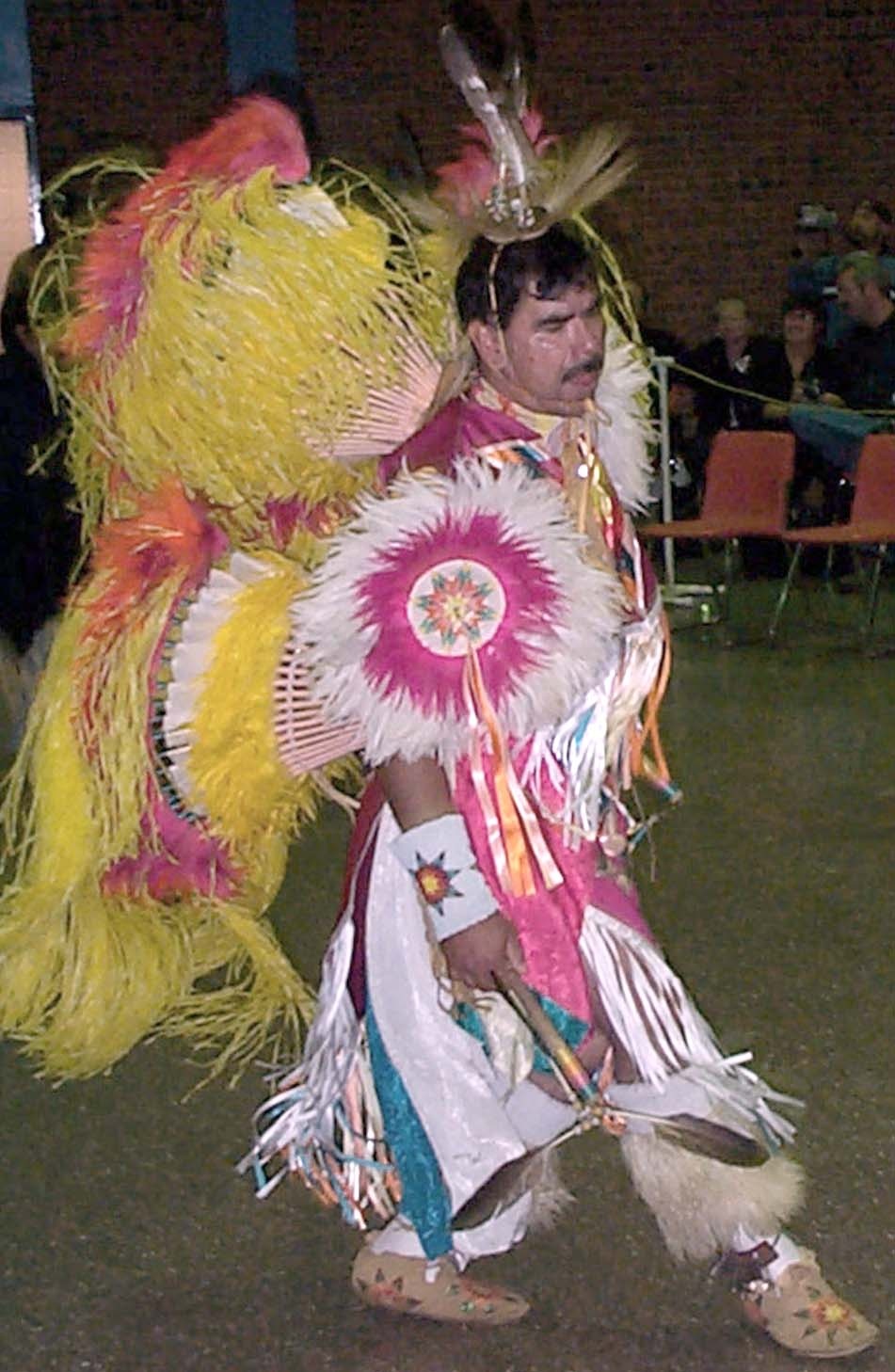 Ojibwa Dancer Performs 'Fancy Dance' at Veterans Powwow