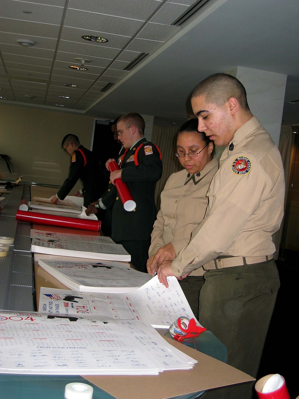 ROTC Cadets Pack Calendars for Deployed Troops