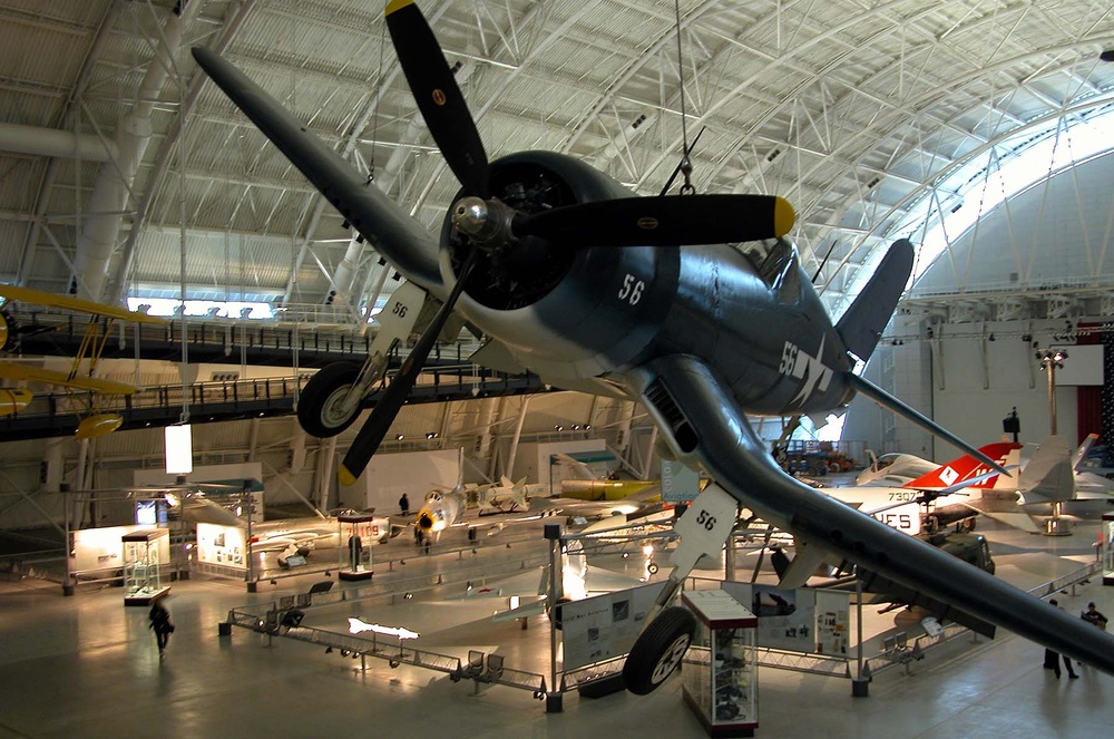 Navy F-4U Corsair Soars Over Udvar-Hazy Center