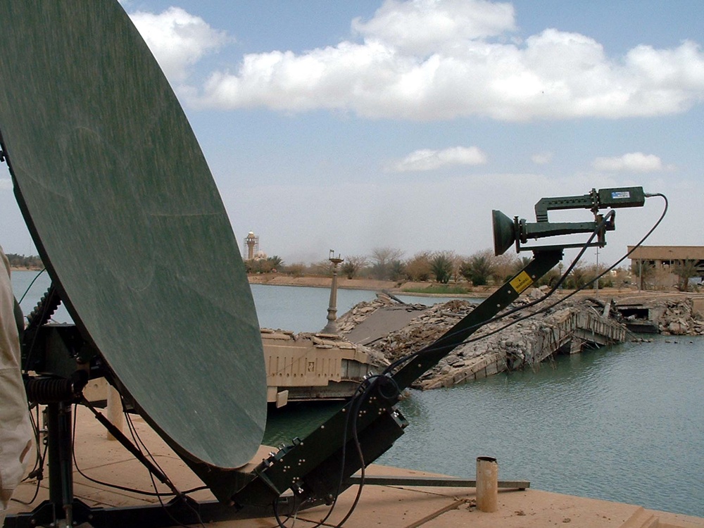 NGA Antenna Gathers Geospatial Data for Warfighters at Abu Ghraib Palace