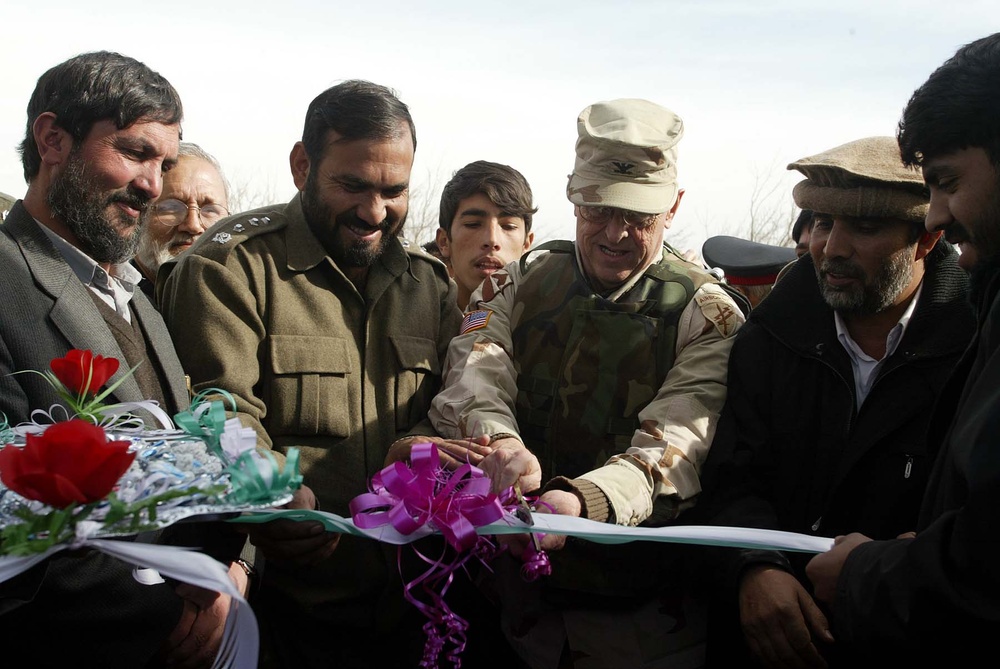 Army Col. Mackey Hancock Joins Afghan Dignitaries to Open Renovated Meanshakh High School