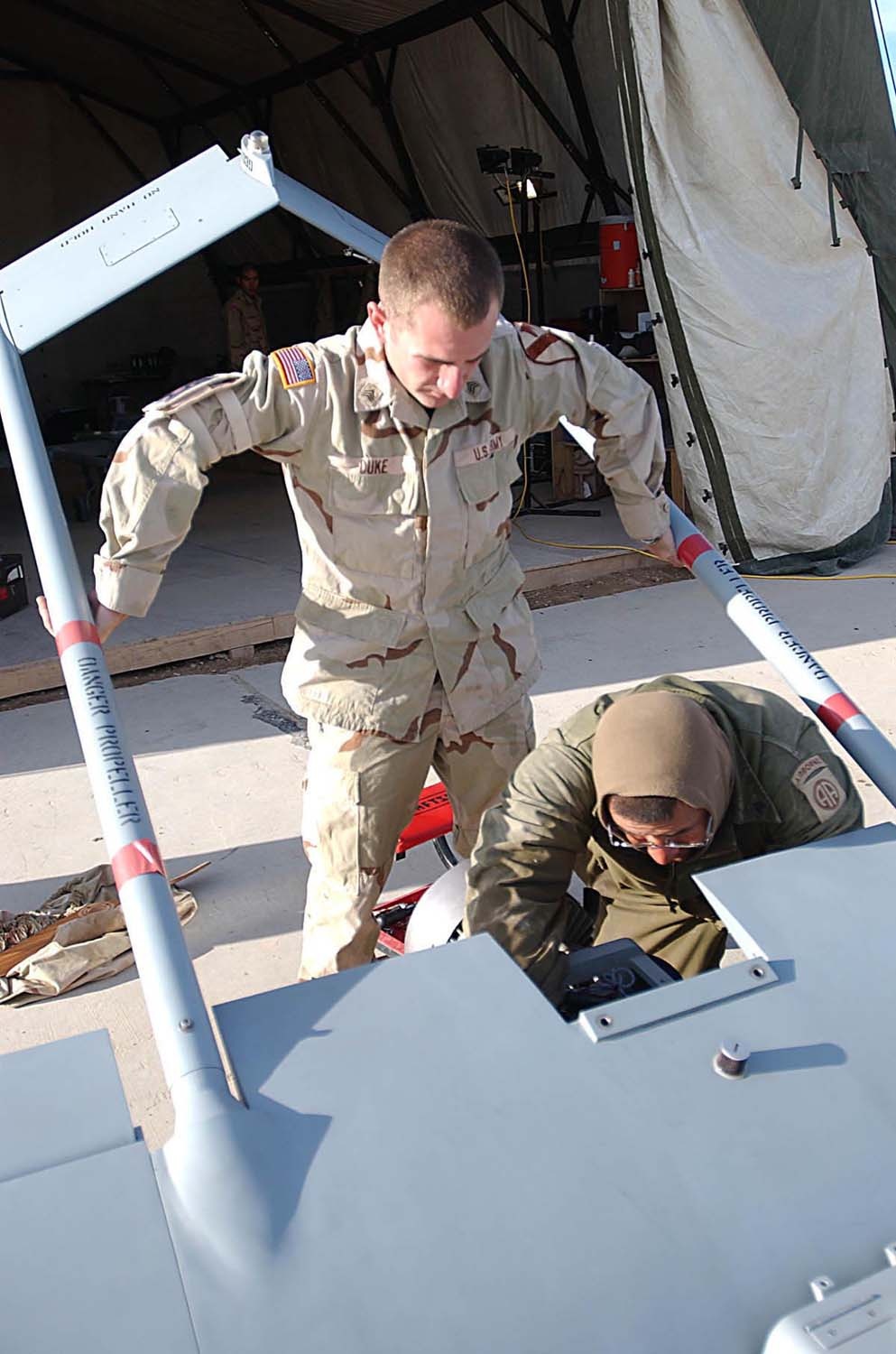 Army Sergeants Maintain Shadow Drone