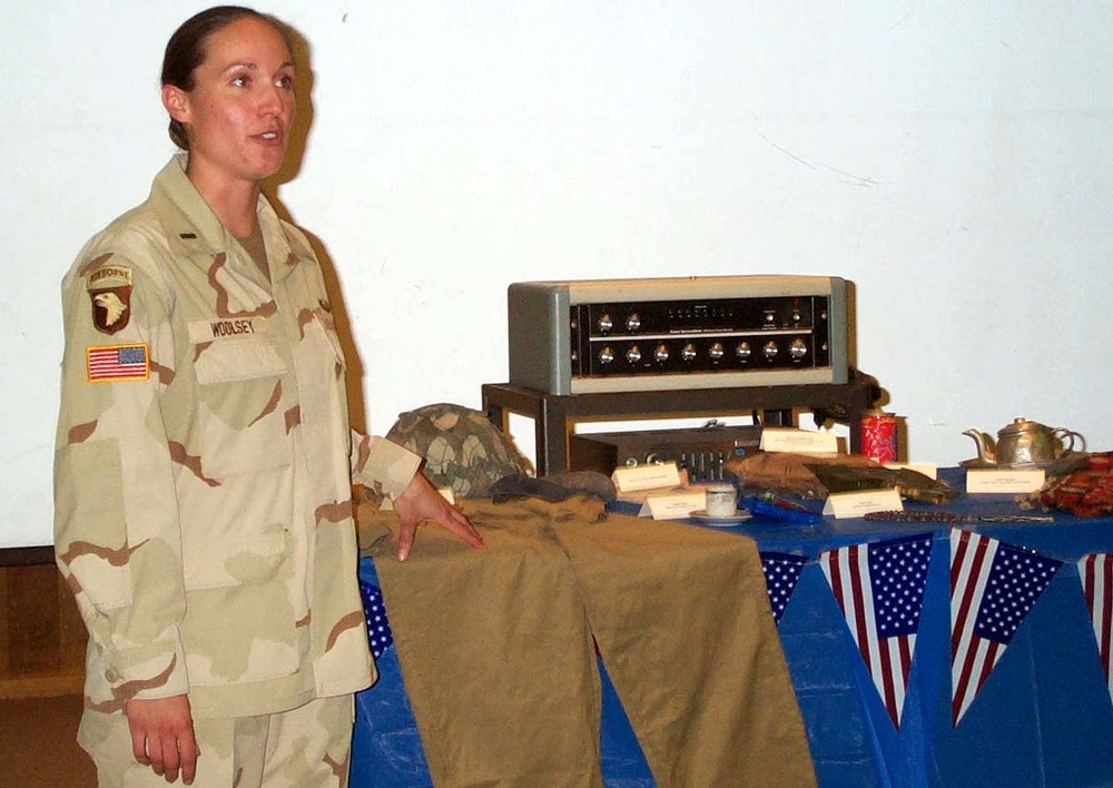 Army Officer Showcases Captured Iraqi Gear to Students