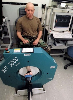 Soldier Undergoes Bone Density Scan