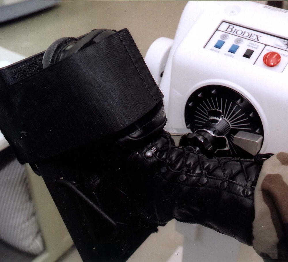 Soldier's Muscle Strength Tested at Ankle