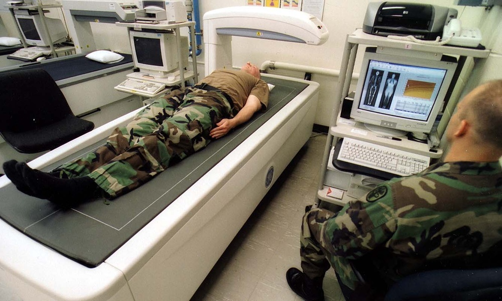 Soldiers Undergo DEXA Scan at Military Base
