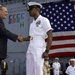 Rumsfeld Congratulates Sailor on Re-Enlistment Aboard USS Essex in Singapore