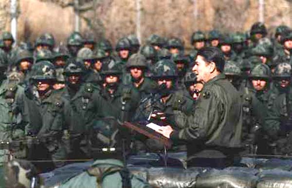 Reagan Visits Troops at DMZ in South Korea