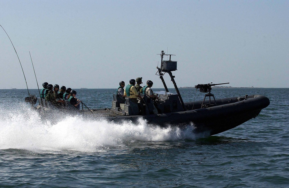 Participants Ride Navy Boat During Azerbaijan Visit
