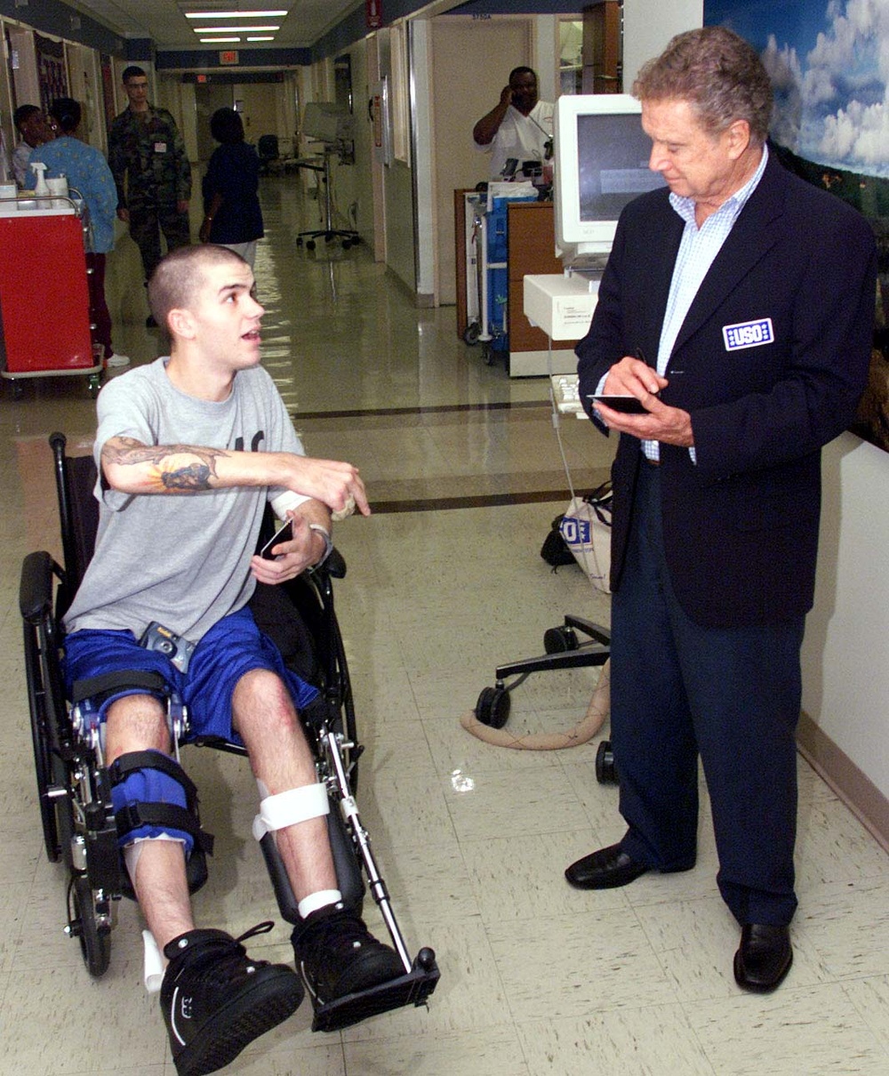 Marine Chats with TV Host Regis Philbin at Walter Reed