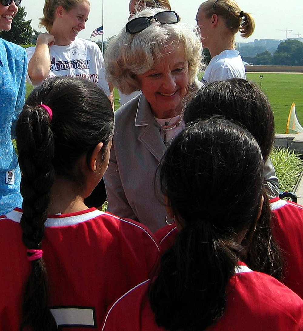 Rumsfeld's Wife Welcomes Afghan Girls to Sports Camp