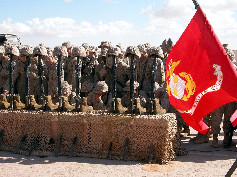 U.S. Marines Hold Memorial Service for Fallen Comrades in Iraq