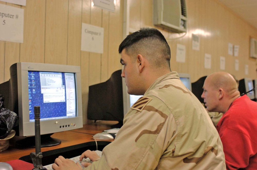 Soldier Connects with Family from Iraq Internet Cafe