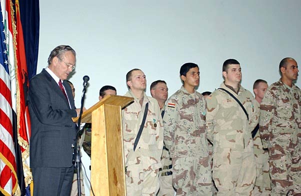 Rumsfeld Honors Troops for Iraqi Election Service