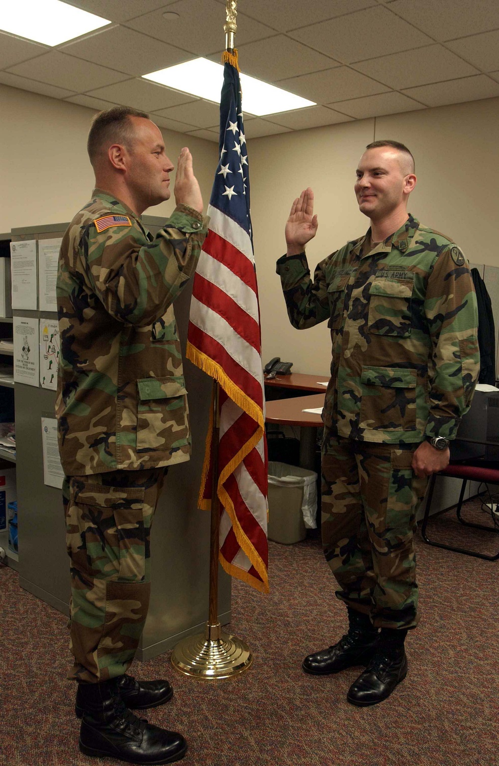 Army Specialist Re-Enlists in Retention Office Ceremony