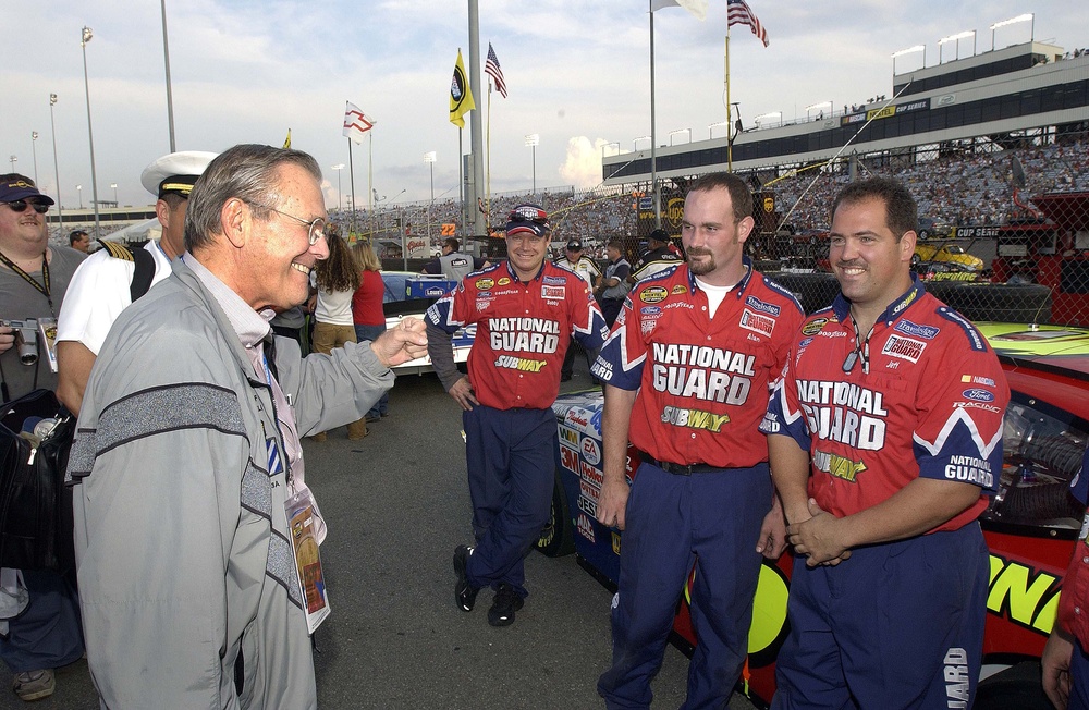 Rumsfeld Meets with NASCAR Crew at Richmond Race