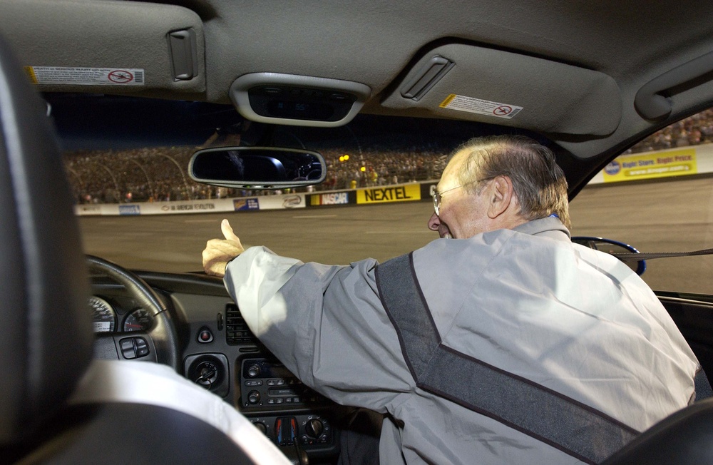 Rumsfeld Waves to Fans at NASCAR Race, Honors Military Support