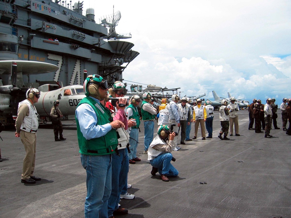 Participants Witness Aircraft Launch from USS John C. Stennis in South China Sea