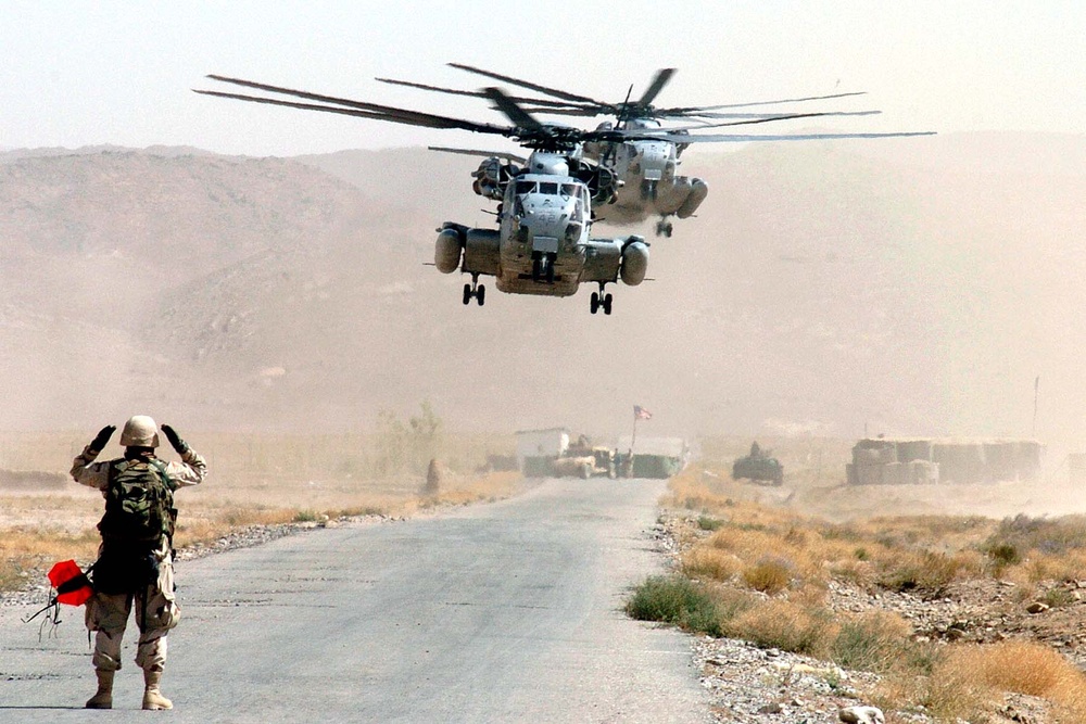 U.S. Army Major Guides Marine Helicopters in Afghanistan