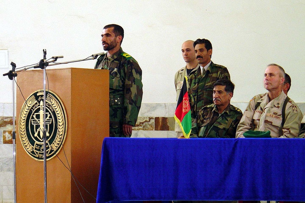 Afghan Army Sergeant Major Addresses Graduates at Kabul Training Center