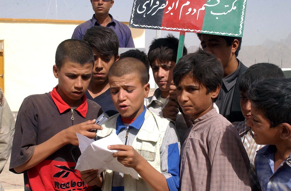 Schoolboys Welcome Farah Provincial Reconstruction Team