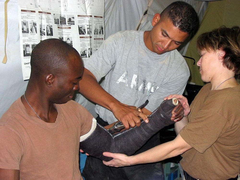 Army Sergeant Receives Physical Therapy in Iraq