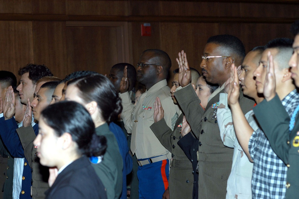 New U.S. Citizens Recite Pledge of Allegiance at Quantico