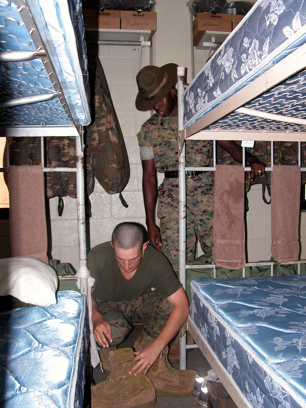 Drill Instructor Pushes Marine Recruit to Improve Barracks Appearance at Parris Island