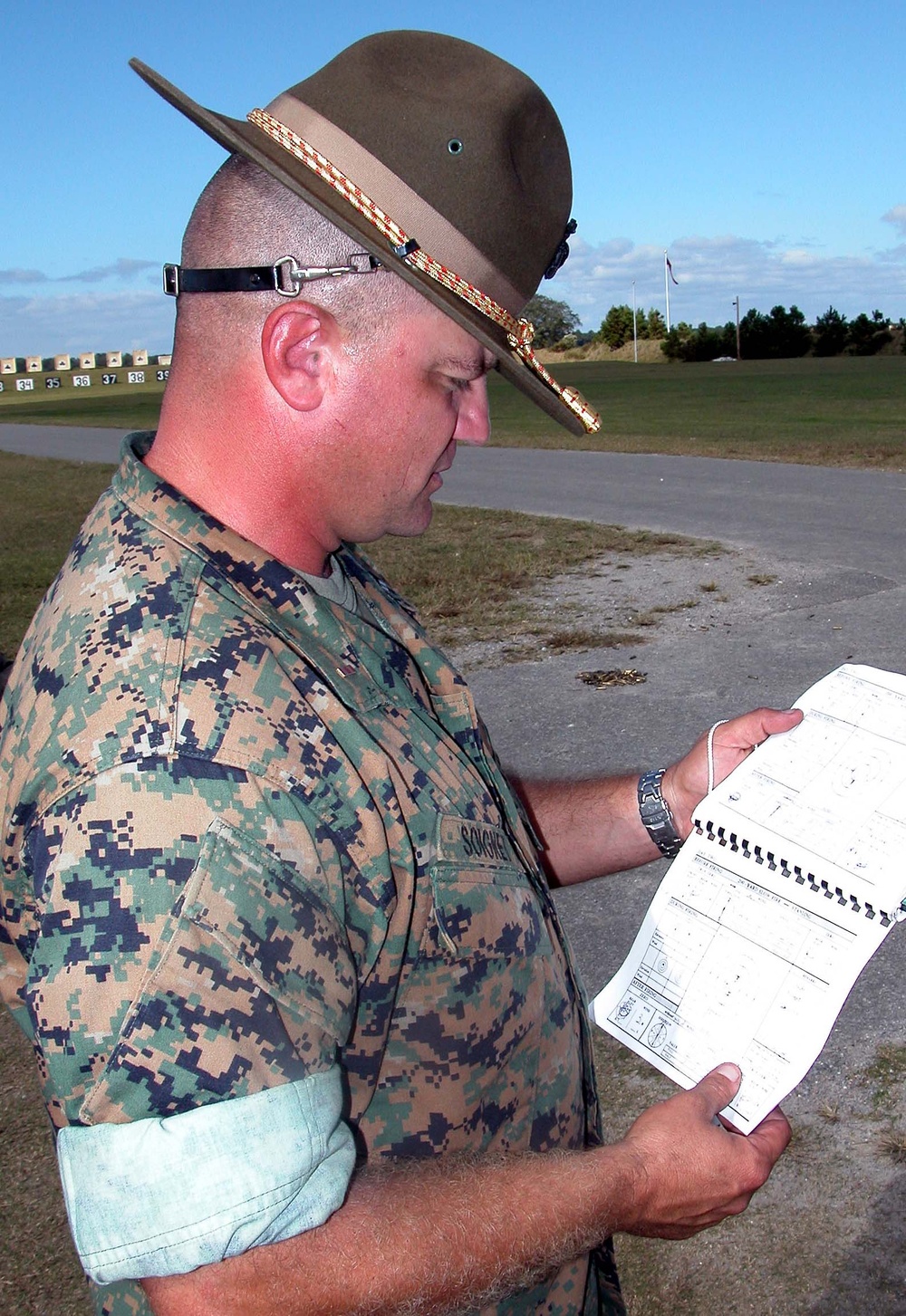 Marine Chief Warrant Officer Reviews Target Data at Parris Island