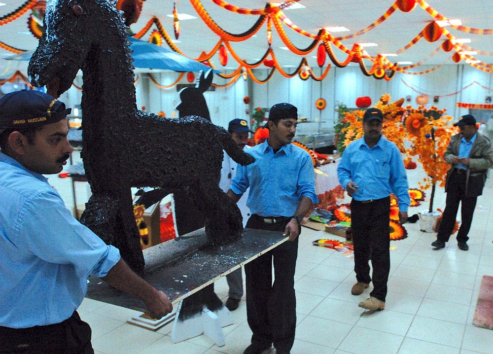 Thanksgiving Decorations Rushed at Logistics Support Area Anaconda in Iraq