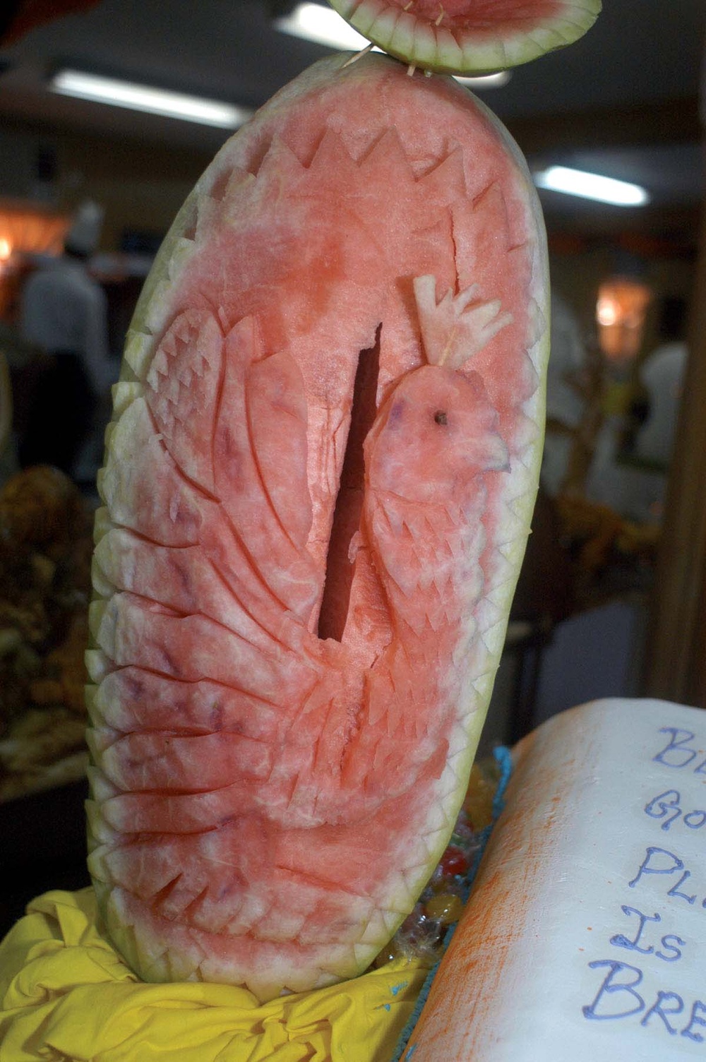 Dining Facility Workers Showcase Creativity with Fruit and Vegetable Carvings for Thanksgiving Meal in Iraq