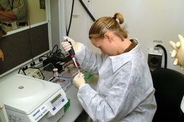 Soldier Conducts Field Test for Biological Agents