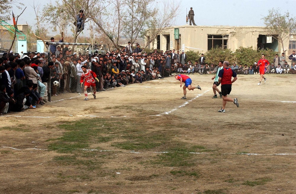 Polish Soldier Scores Goal Against Parwan Youth Soccer Team