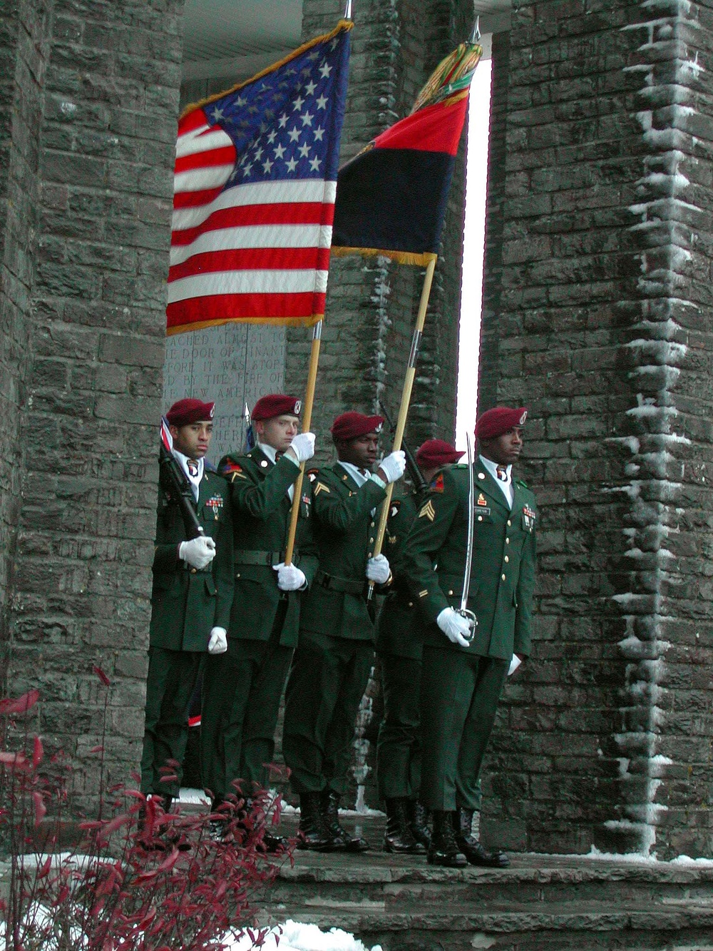 101st Airborne Color Guard Honors Battle of the Bulge Veterans in Bastogne