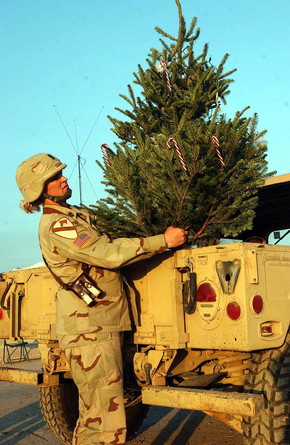 Soldiers Decorate Christmas Tree at Camp Taji